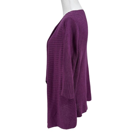 Eileen Fisher Cardigan Sweater Knit Open Draped Linen Purple Size Petite large - Picture 4 of 13